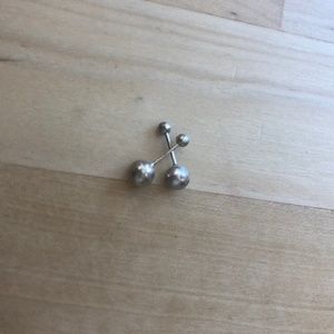 Double ball sterling silver studs